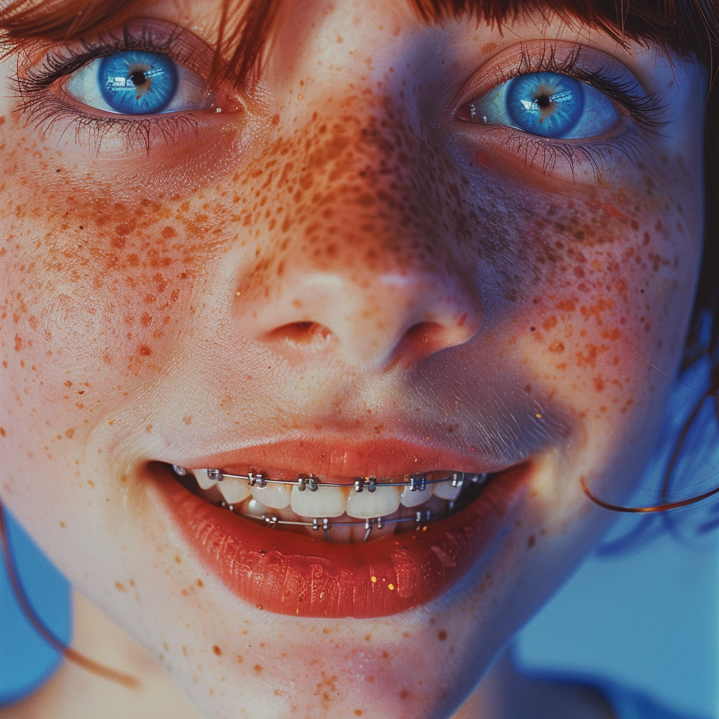 Young person with braces smiling